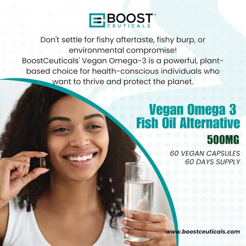Miniatura 3 de BoostCeuticals Suplemento vegano Omega 3 DHA + EPA de 260 mg – Aceite de algas en cápsulas blandas dosis de mantenimiento para el bienestar