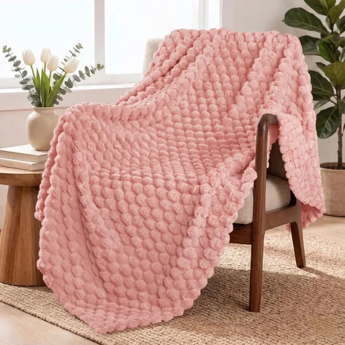 Miniatura 33 de Exclusivo Mezcla - Manta de vellón extragrande, 50 x 70 pulgadas, elegante, tela jacquard suave, mullida, acogedora y ligera, para invierno