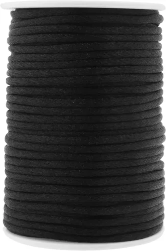 Miniatura 135 de Mandala Crafts Cordón de Satén de Nailon 2mm Cordón Rattail Champagne - 100 Yardas Cordón de Nailon Chino para Nudos Cordón de Seda Cola de Rata