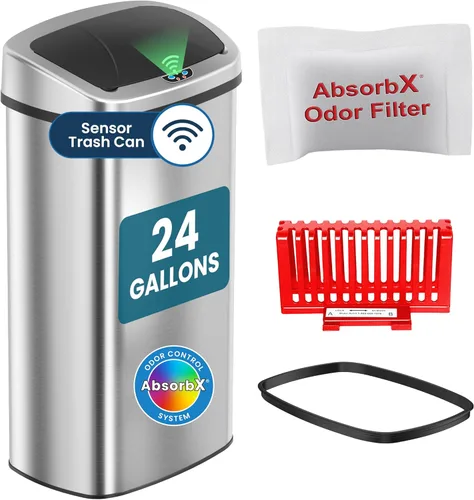 Miniatura 19 de iTouchless PUEDE DE BASURA AUTOMÁTICO DE 13 GALONES CON FILTRO DE ABSORTE DE OLOR Y BLOQUEO DE LA TAPA, PINDADOR DE BASURA DE COCINA DE SENSOR