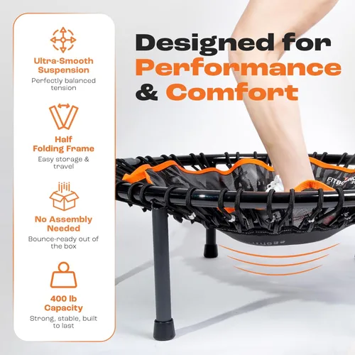 Miniatura 2 de MXL FIT Bounce PRO Bungee Rebounder - Premium Indoor Mini Trampoline for Adults, Silent Low-Impact Bounce, Half-Folding with Foldable Steel Legs &