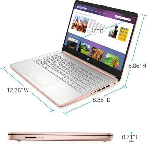 Miniatura 8 de HP Nuevo portátil delgado HD de 14 pulgadas, procesador Intel Celeron de cuatro núcleos, 4 GB de RAM, 128 GB (64 GB eMMC+ tarjeta de 64 GB), Wi-Fi