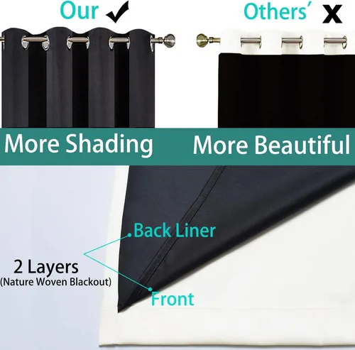 Miniatura 5 de Yakamok - Cortinas 100% opacas para dormitorio, bloqueo de luz, aislamiento térmico, reducción de ruido, cortinas opacas