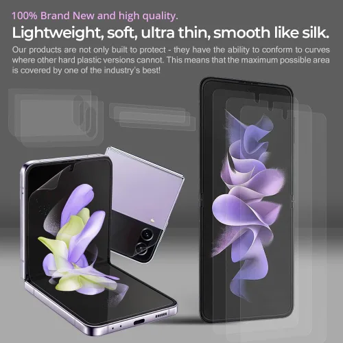 Miniatura 2 de Protector de pantalla mate antirreflejos para Galaxy Z Flip 4, juego de 3 películas (interior, exterior, bisagra) para un tacto perfecto, sin