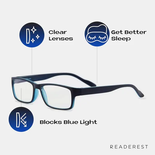 Miniatura 2 de Readerest Lentes de lectura con bloqueo de luz azul (azul, aumento de 2.00), anteojos para computadora con lente reflectante fina, antirreflejos