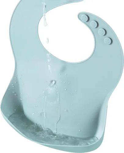 Miniatura 7 de PandaEar Paquete de 3 baberos de silicona para niños y niñas para bebés y niños pequeños, babero de alimentación impermeable con recogedor de Azul