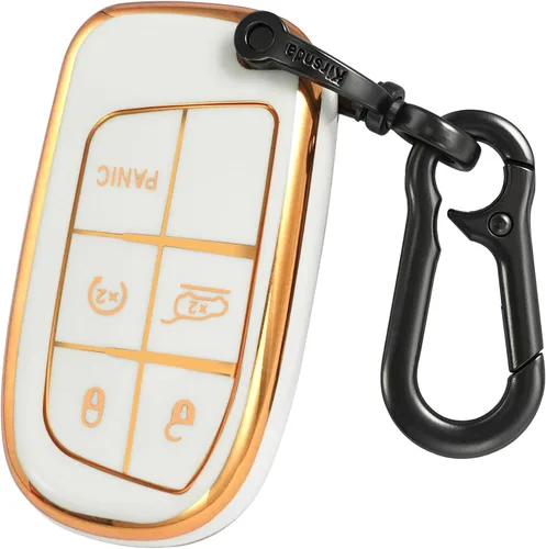Funda para llavero Jeep con llavero de metal, carcasa de llave dorada de TPU suave de 5 botones, compatible con llave de automóvil Grand Cherokee