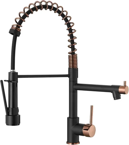 Miniatura 9 de AIMADI - Grifo de cocina con rociador desplegable, grifo de cocina comercial de arco alto, de una sola manija, de acero inoxidable con níquel Níquel