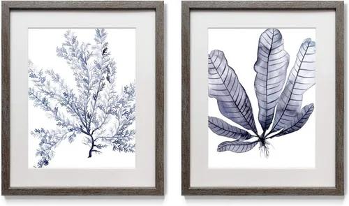 Miniatura 12 de Arte floral para pared, marco rústico de plata envejecida, juego de decoración de pared de 2 piezas: plumeria, caléndula, flores silvestres, Black