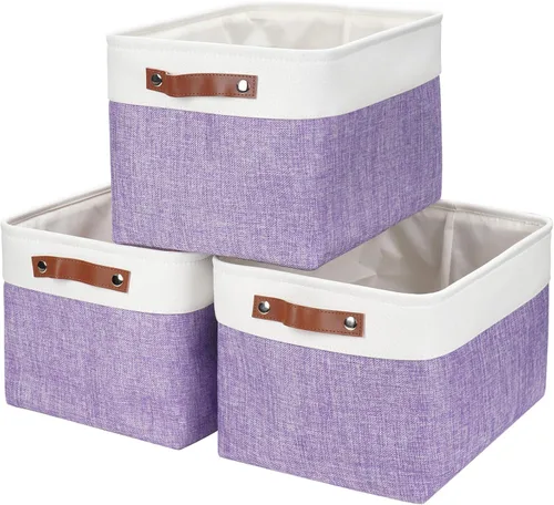 Miniatura 54 de Bagnizer 13x13 Cajas de almacenamiento cúbicas, caja de almacenamiento plegable de tela, paquete de 4 cestas de armario con asas para organizar
