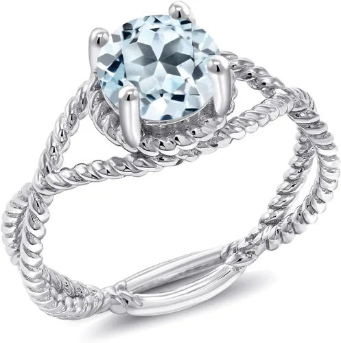 Miniatura 21 de Gem Stone King 7MM Round Gemstone Birthstone Solitaire Ring for Women Twisted Rope Band in 925 Sterling Silver Available in Sizes 5, 6, 7, 8, 9
