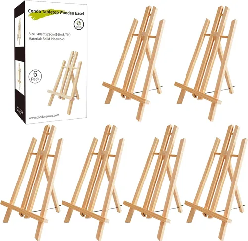 Miniatura 10 de Paquete de 12 caballetes de mesa de madera para pintar y exhibir, soporte de trípode portátil de 11.8 pulgadas para lienzo de 8 x 10 y 11 x 14