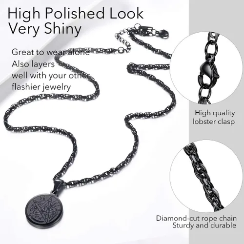 Miniatura 6 de PROSTEEL Collar de pentáculo de tetragrammaton, personalizable disponible, protección del pentagrama Eliphas Levi's, amuleto Wiccan, mágico