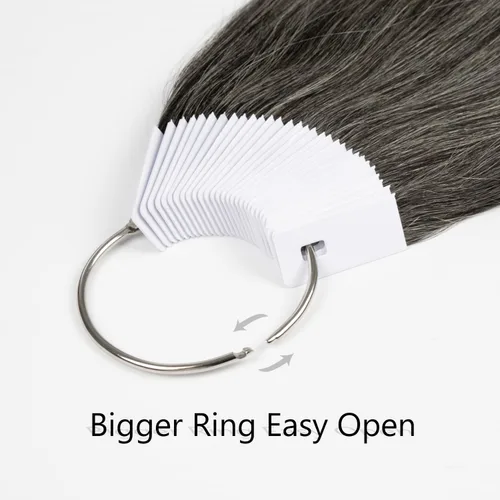 Miniatura 2 de Anillos de color de cabello – Muestras de prueba de muestras de cabello 100% humano – 8 pulgadas gris – 30 unidades/paquete