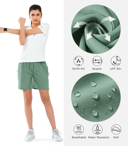 Miniatura 11 de NORTHYARD Pantalones cortos deportivos de senderismo para mujer, de secado rápido, ligeros, para gimnasio, entrenamiento, con 3 bolsillos