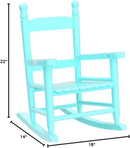 Miniatura 2 de Mecedora para niños, mecedora para niños, mecedora para niños con estructura clásica de madera dura, para niños, niñas, guardería, interior, Azul