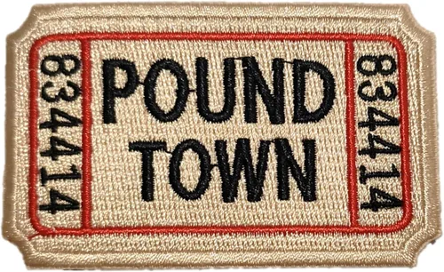 PatchClub Parche para Pound Town, plancha/coser, totalmente bordado, color beige, divertido moral táctico, parche militar, perfecto para tu mochila,