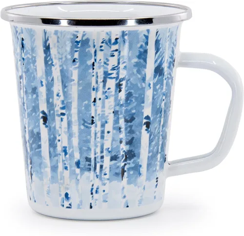 Miniatura 2 de Golden Rabbit Enamelware Latte Tazas de café o té, 16 onzas, Aspen Grove, juego de 4