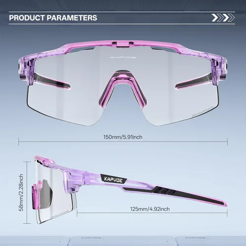 Miniatura 5 de KAPVOE Gafas de sol de ciclismo fotocromáticas para bicicleta de montaña, transparentes, MTB en bicicleta, equitación, béisbol, correr, golf, para 09