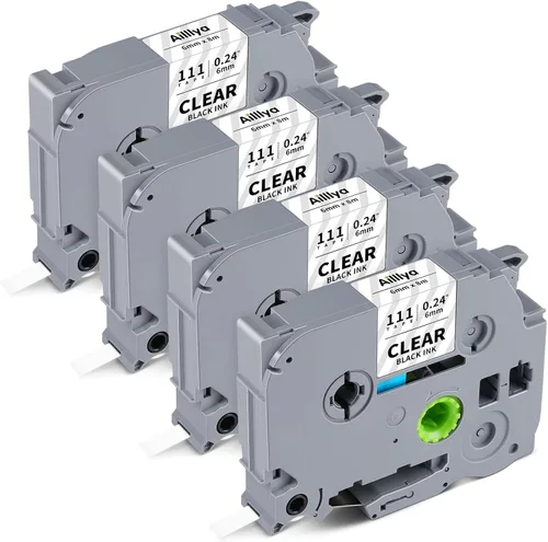 Paquete de 4 unidades compatibles con Brother Tze-111 Tze111 Tz-111 Tz111 Tz111 Tz111 0.236 in 0.23 pulgadas negro sobre cinta de etiquetas