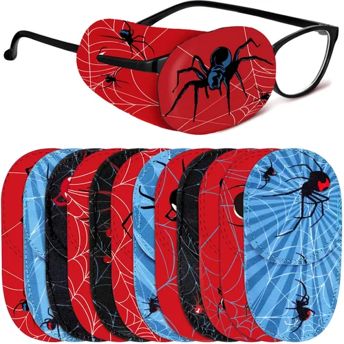 Miniatura 14 de Newcotte 12 piezas de parche para ojos para niños, reutilizable, ajustable, para niñas y niños, para gafas, para ojo izquierdo o derecho, patrones