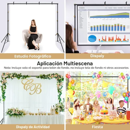 Miniatura 7 de LINCO Lincostore Kit de soporte para fondo de estudio fotográfico ajustable 10x6.5 pies con sistema de soporte de fondo para fotografía y bolsa