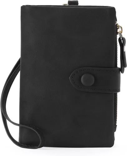 Miniatura 7 de RNIEGA Cartera pequeña de cuero plegable para mujer, con bloqueo RFID, con tarjetero y ventana de identificación, monedero