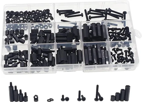 Miniatura 11 de M2 Nylon Hex Macho-Hembra Separadores Separadores Tornillo Tuerca Surtido Kit (Negro)