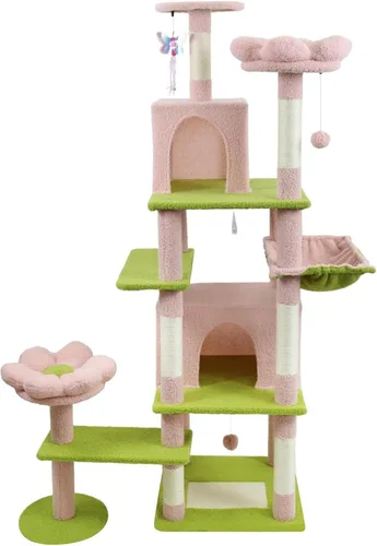 Miniatura 15 de Bonito árbol para gatos de interior de 68 pulgadas, torre alta para gatos con poste rascador y condominio, hamaca, soporte estético para gatos