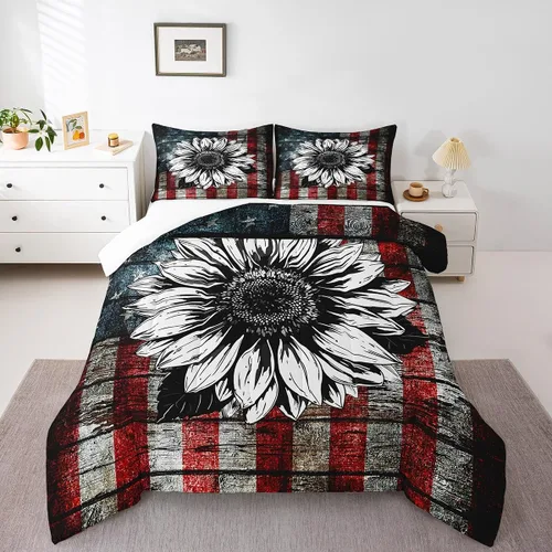 Miniatura 19 de Feelyou Juego de edredón de camuflaje del ejército con bandera estadounidense, decoración militar, camuflaje verde selva, bandera de Estados Unidos