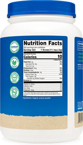 Miniatura 4 de Nutricost Polvo de fibra de acacia orgánica (2 libras) - Certificado orgánico por USDA, sin OMG, sin gluten