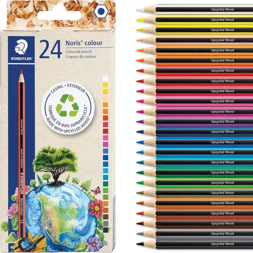 STAEDTLER Juego de lápices de colores (paquete de 24) para suministros escolares, plomo resistente a la rotura, fabricado de forma sostenible,