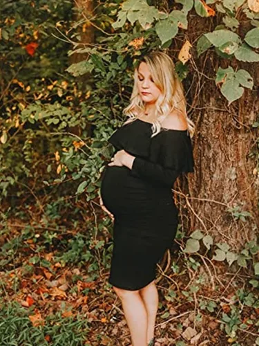 Miniatura 2 de Jezero Vestido de maternidad para mujer, sin mangas, con volantes, sin mangas, para baby shower