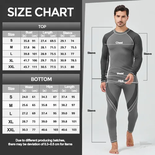 Miniatura 6 de UNIQUEBELLA Conjunto de ropa interior térmica para hombre, parte superior larga, forro polar, secado rápido, capa base térmica
