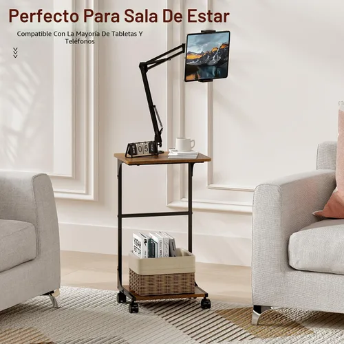 Miniatura 9 de Soporte de piso para tableta Kindle con estantes de almacenamiento de 2 niveles, altura de ángulo ajustable, soporte para iPad Tablet Kindle