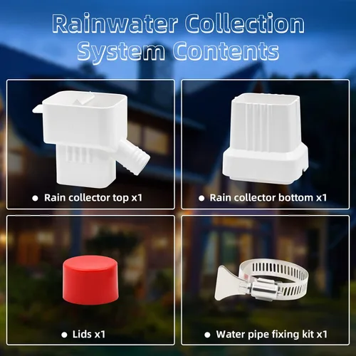 Miniatura 6 de 2 juegos de sistema de recolección de agua de lluvia, desviador de bajante con capacidad de recolección ajustable, kit de desviador de barril