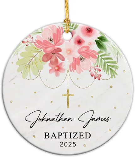Miniatura 17 de Adorno de cerámica de bautizo bautizado con oso, recuerdo de bautizo personalizado de animales, adorno de bautismo personalizado de Dios bendiga