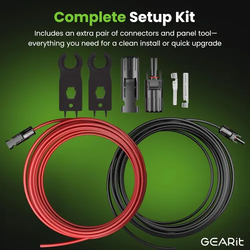 Miniatura 6 de GEARit Cable de extensión de panel solar de calibre 10 de 50 pies cada uno (100 pies en total) con conectores MC4 macho a hembra, kit