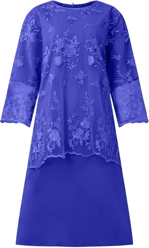 Miniatura 4 de Vestido largo para mujer, ropa de moda para mujer, vestidos midi casuales de moda, bordado de encaje, longitud media, longitud larga, dos