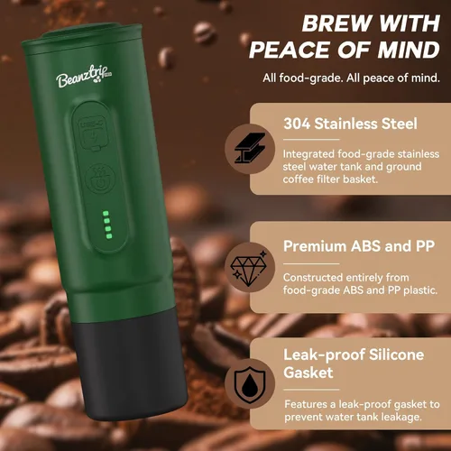 Miniatura 5 de H02PRO - Cafetera de viaje, máquina de café espresso portátil para camping, mini cafetera de 20 bares, compatible con cápsulas NS y café molido