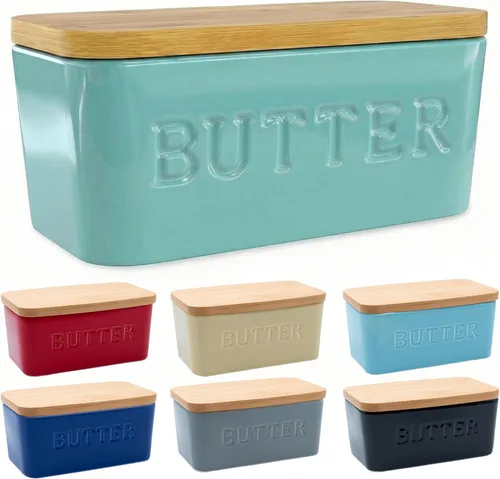 Miniatura 9 de PriorityChef Plato de Mantequilla Extra Grande con Tapa para Encimera, Envase de Mantequilla de Cerámica con Cubierta Hermética, Soporte
