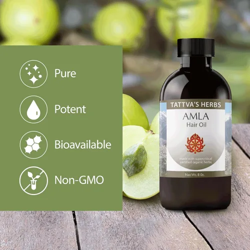 Miniatura 4 de Tattva's Herbs Aceite Amla para el crecimiento del cabello y tratamiento del cuero cabelludo, aceite indio prensado en frío y sin refinar, botella