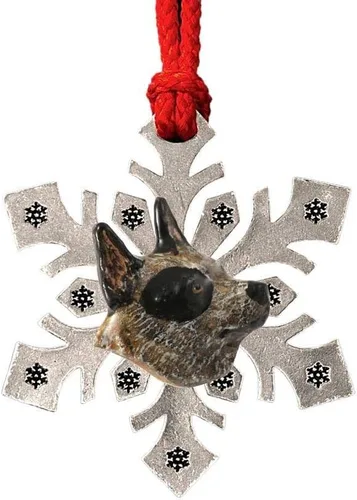Miniatura 39 de Adorno navideño para colgar en la cabeza de collie con borde de peltre antiguo hecho a mano para decorar coronas y árboles de Navidad del hogar