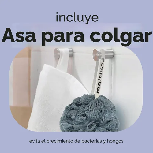 Miniatura 8 de MainBasics Esponja de esponja para baño y ducha, esponja para el cuerpo, exfoliante corporal (juego de 3, flor aireada)