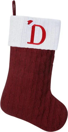 Miniatura 93 de Medias de Navidad personalizadas de 19 pulgadas con iniciales bordadas, medias de Navidad de punto negro para decoraciones de vacaciones familiares