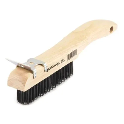Forney 70512 Cepillo de alambre para rascar, acero al carbono con mango de madera para zapatos y raspador de metal, 10-1/4 pulgadas por 0,014