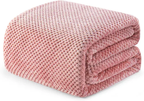 Miniatura 8 de Exclusivo Mezcla - Manta de vellón extragrande para sofá o cama, mantas supersuaves y cálidas con textura de gofre, acogedora, mullida y ligera Azul