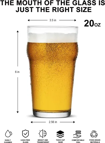 Miniatura 2 de Vasos de pinta, vasos de cerveza británica de 20 onzas, vasos de cerveza artesanales clásicos, vasos de cerveza de alta calidad, vasos de cerveza