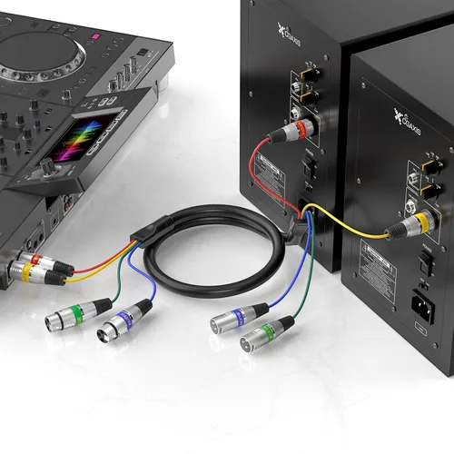 Miniatura 6 de EBXYA Cables XLR Snake de 4 canales, 4 cables XLR de color macho a hembra, para grabación en vivo, estudios, 3 pies