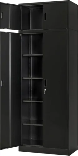 Miniatura 15 de Wanfu Gabinete de almacenamiento de metal, gabinete de almacenamiento con bloqueo de 71 pulgadas con estantes ajustables y 2 cajones, gabinetes